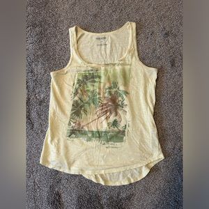 Old Navy Yellow Tank w/Palm Tree Pattern Size S